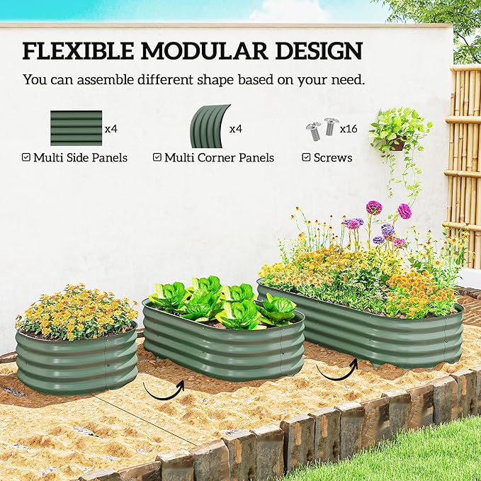 Outsunny 5' x 2' x 1' Galvanized Raised Garden Bed Kit, Outdoor Metal Elevated - Image 3