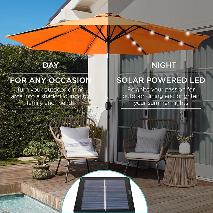 Best Choice Products 10ft Solar Polyester LED Lighted Patio Umbrella w/Tilt - Image 3