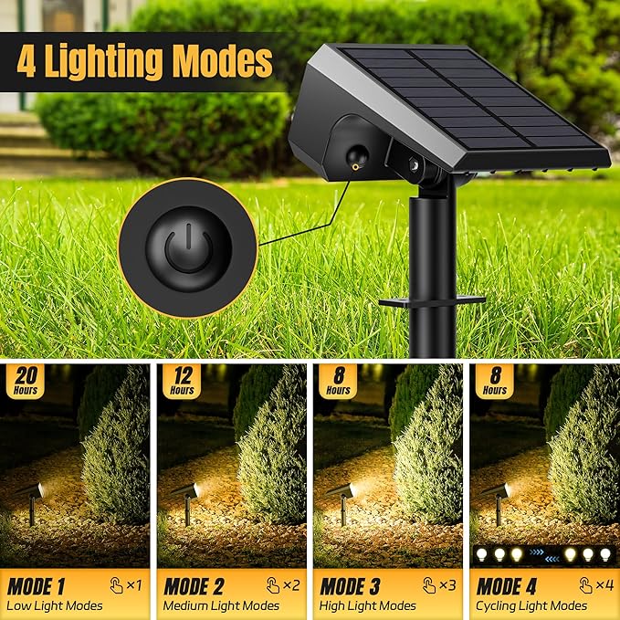 Solar Spot Lights Outdoor, 4 Modes Auto On/Off Solar Landscape Spotlights - Image 3