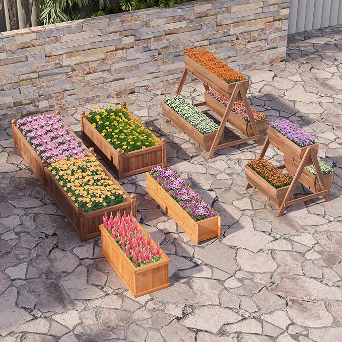 Giantex Vertical Raised Garden Bed, 3 Large Wood Planter Boxes - Image 4
