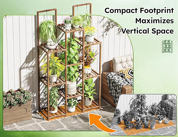 EnHomee Plant Stand Indoor Wood Plant Stand Outdoor Plant Shelves - Image 7