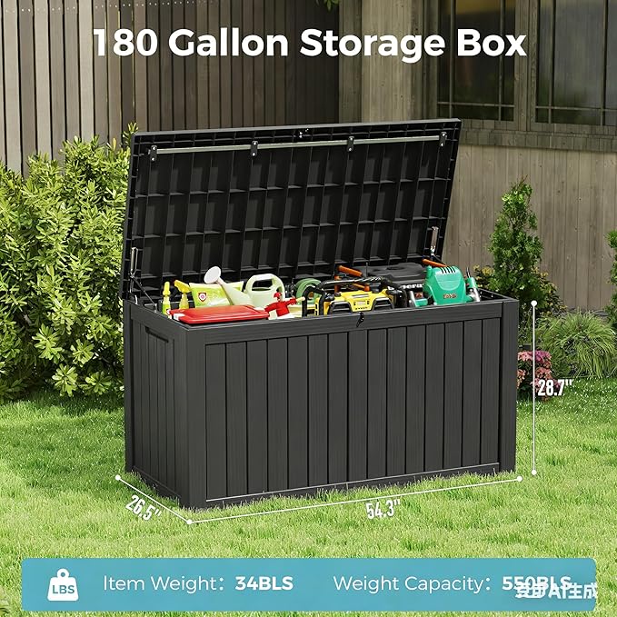 Outdoor Storage Box, Resin Deck Boxes Indoor and outdoor, Waterproof Storage - Image 2