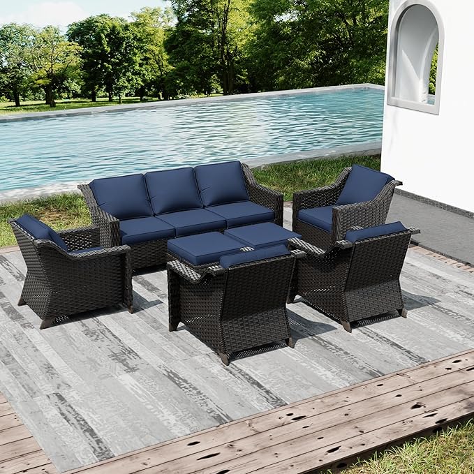 Joyside Wicker Patio Furniture Sets, 7 Pieces Upgraded Large Size Outdoor - Image 6