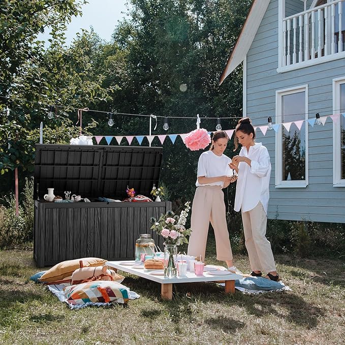 230 Gallon Resin Deck Box, Lockable Patio Outdoor Storage Box - Image 7