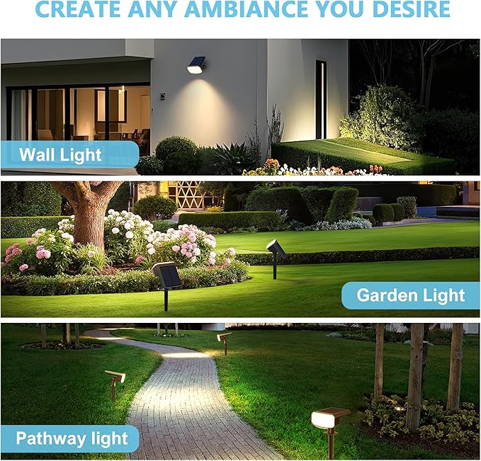 Solar Lights Outdoor Waterproof IP65, Auto On/Off, 2700K 2 Lighting Modes - Image 7