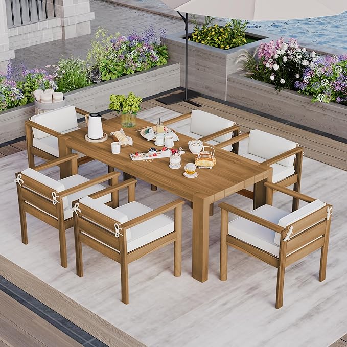 Merax 7-Piece Patio Dining Table Set, Outdoor Furniture Set by Merax