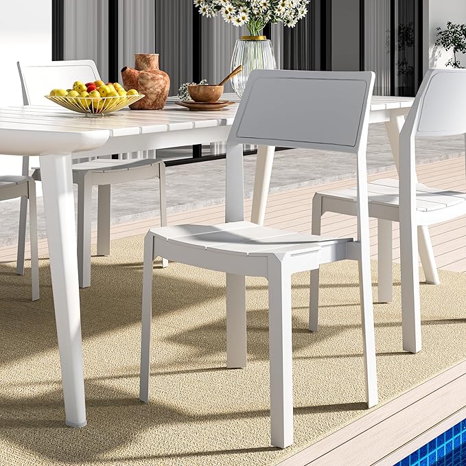 VECELO 4 Pack Stackable Dining Chairs, Plastic Patio Chairs - Image 8