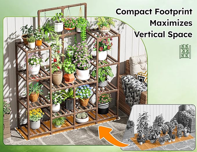 EnHomee Plant Stand Indoor Wood Plant Stand Outdoor Tiered Plant Shelf - Image 6
