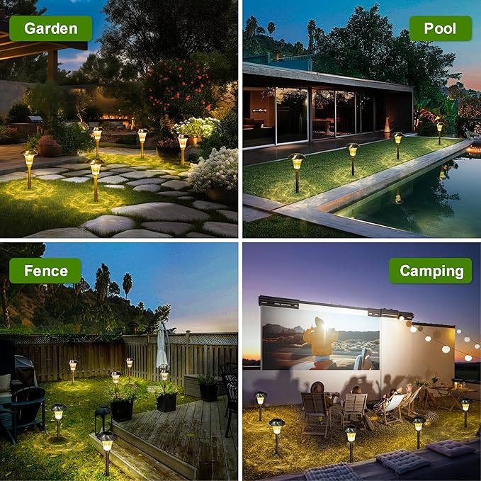 GIGALUMI Solar Pathway Lights, 8 Pack Solar Light Outdoor Waterproof, Glass - Image 3