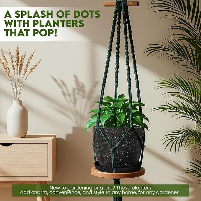 Utopia Home - Spotty Plant Pots Indoor - 7/6.6/6/5.3/4.8 Inches Flower Pots - - Image 2