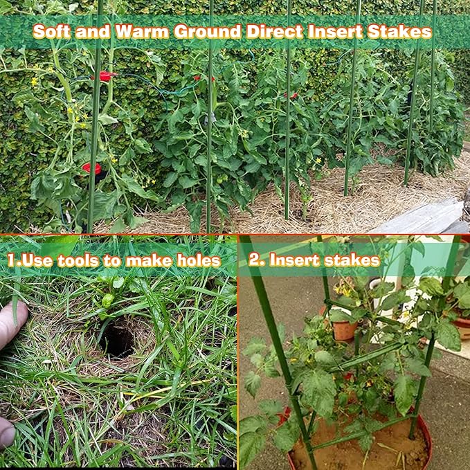 Xiny Tool Garden Stakes, 25 Pack Steel Plant Garden Tomato Stakes - Image 6