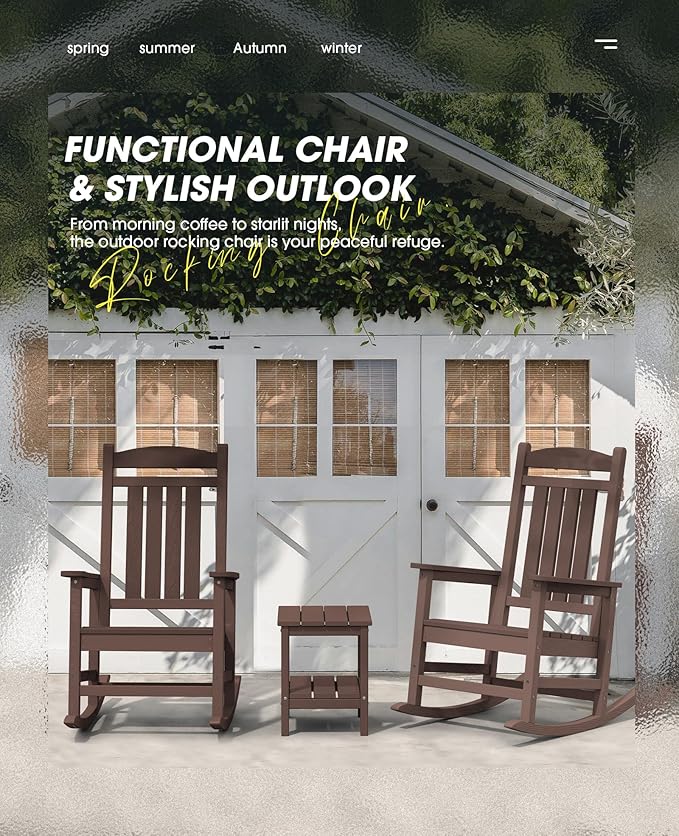KINGYES HDPE Rocking Chairs Outdoor, Patio Rocking Chairs - Image 2