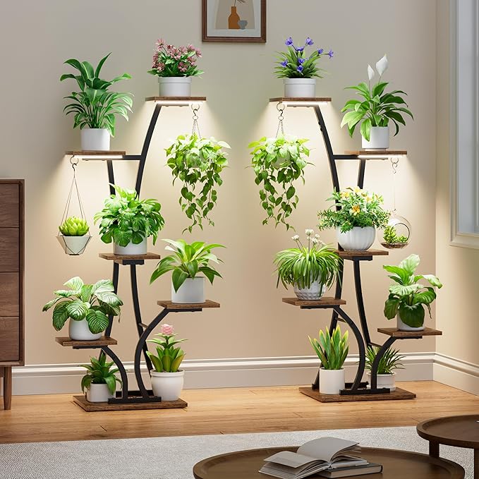 Plant Stand with Grow Light for Indoor Plants, 6 Tiered Metal Plant Shelf - Image 6