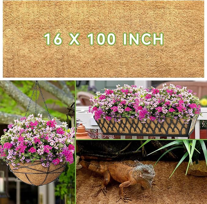16x100 Inch Coconut Liner Roll for Planters Flower Basket Natural Coco Fiber - Image 2