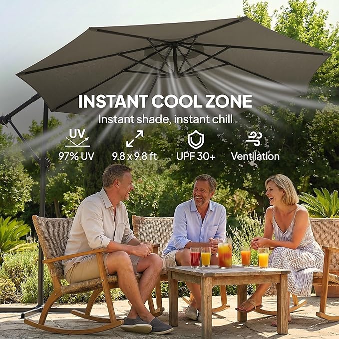 Outsunny 10 ft Offset Patio Umbrella - Image 3
