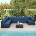 9 Pieces Outdoor Sectional All-Weather Wicker Patio Furniture Set Patio by Rattaner