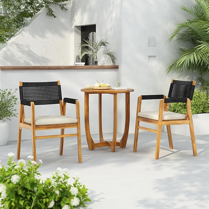 Christopher Knight Home Zed 3 Pieces Outdoor Dining Set, Acacia Wood Dining - Image 3