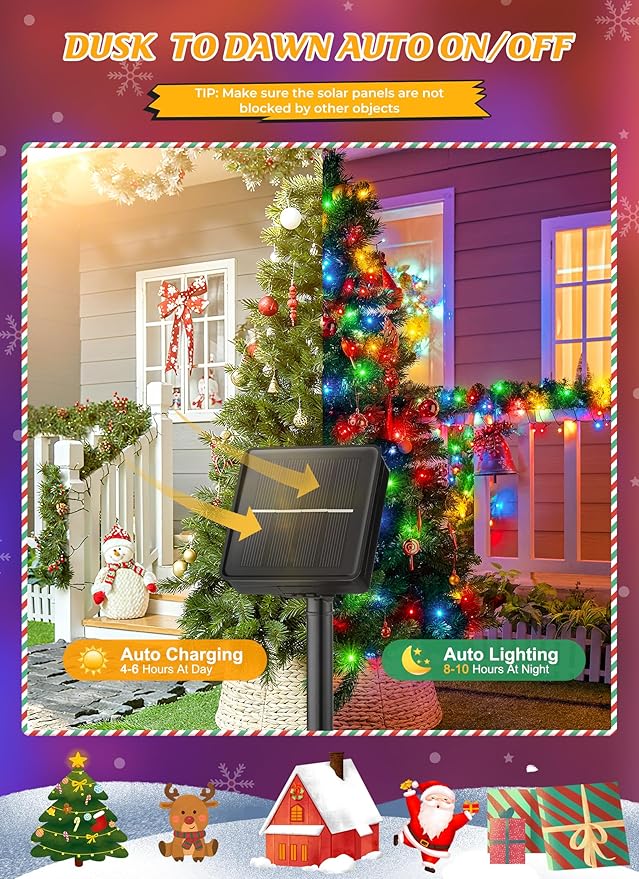 Brightown Solar Christmas Lights Outdoor, 4 Pack Total 184FT 480 LED Solar - Image 2
