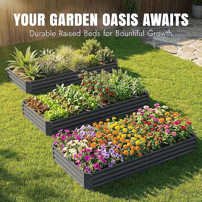 INNO STAGE 2 Pcs 8×4×1ft Galvanized Raised Garden Bed Kit, Galvanized Planter - Image 2
