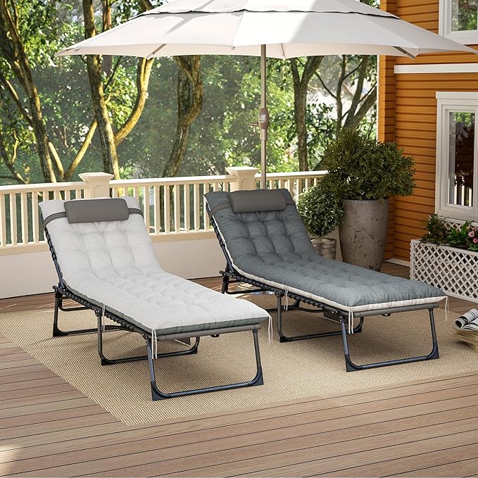 Outsunny Chaise Lounge Chair Outdoor Set of 2, 5-Position Adjustable Outdoor - Image 9