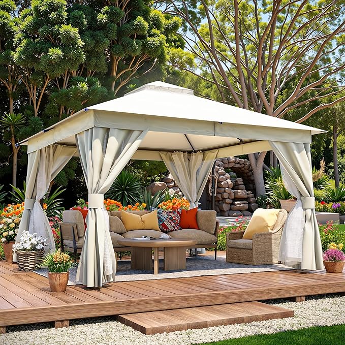 LAUSAINT HOME Semi-Permanent Outdoor Patio Gazebo 12'x12', Heavy Duty Party - Image 2