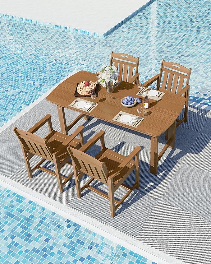 Ciokea HDPE Outdoor Dining Set, 5-Piece Patio Table and Chairs Set - Image 9