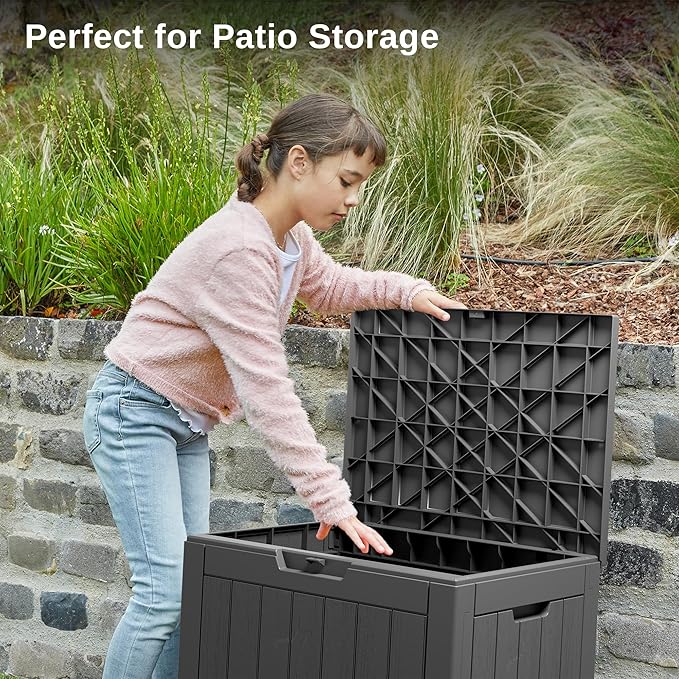 EAST OAK Outdoor Storage Box, 31 Gallon Deck Box, Waterproof Resin Storage Bin - Image 4
