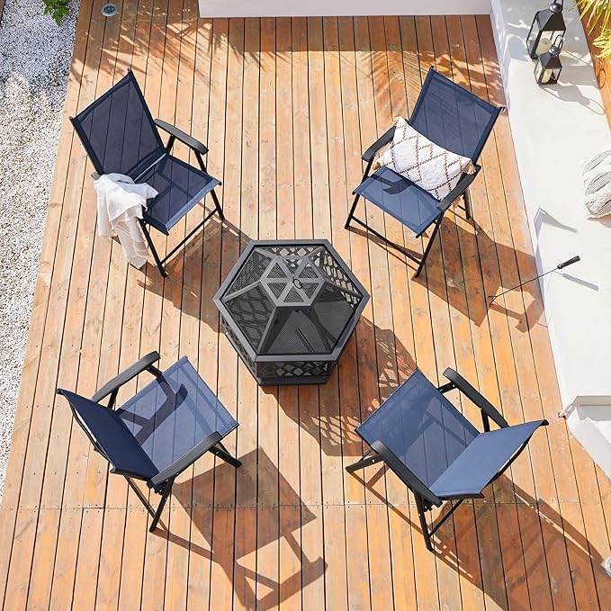 Yaheetech Outdoor Patio Chairs Set of 4, Portable Dining Chairs - Image 6