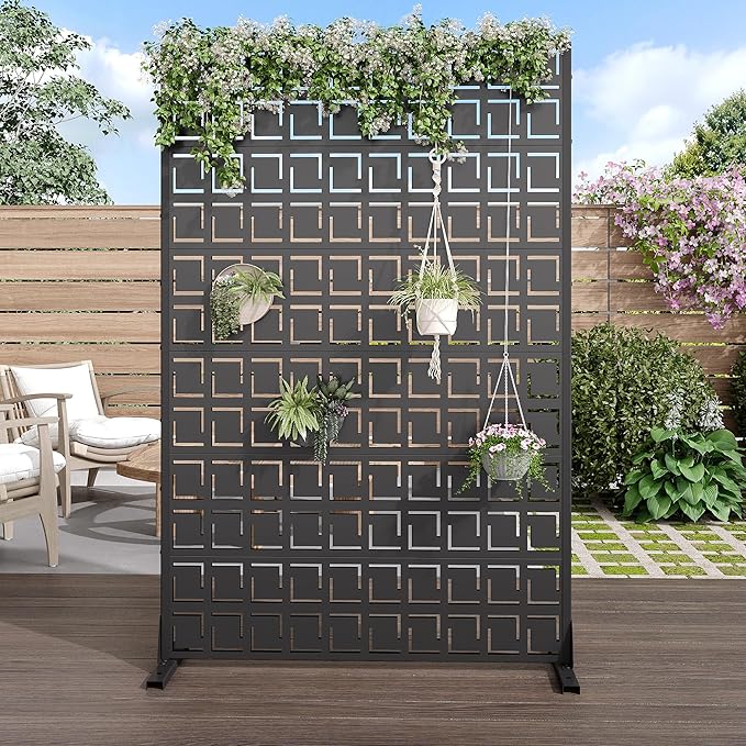 Casaphoria 72" H x 47" W Metal Privacy Screen, Outdoor Freestanding Decorative - Image 2
