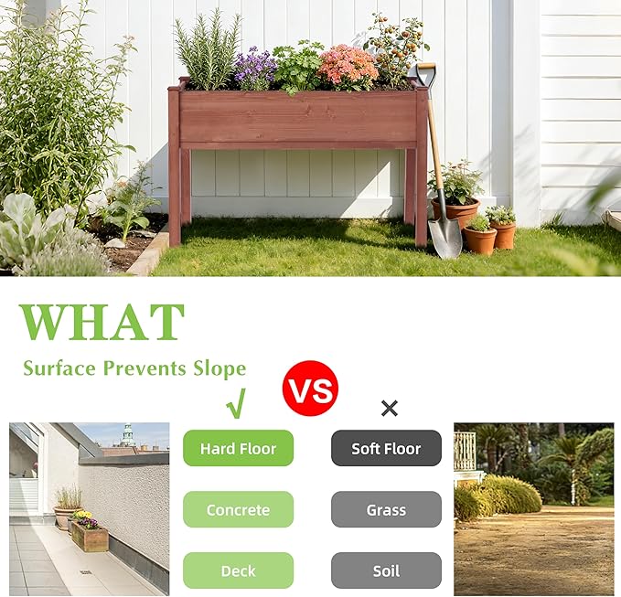 Raised Garden Bed with Legs, Outdoor Wood Elevated Planter Box, Thick Legs - Image 8
