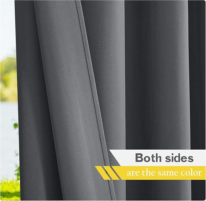 NICETOWN Outdoor Curtains for Patio Waterproof 2 Panels, Sun Block Thermal - Image 7