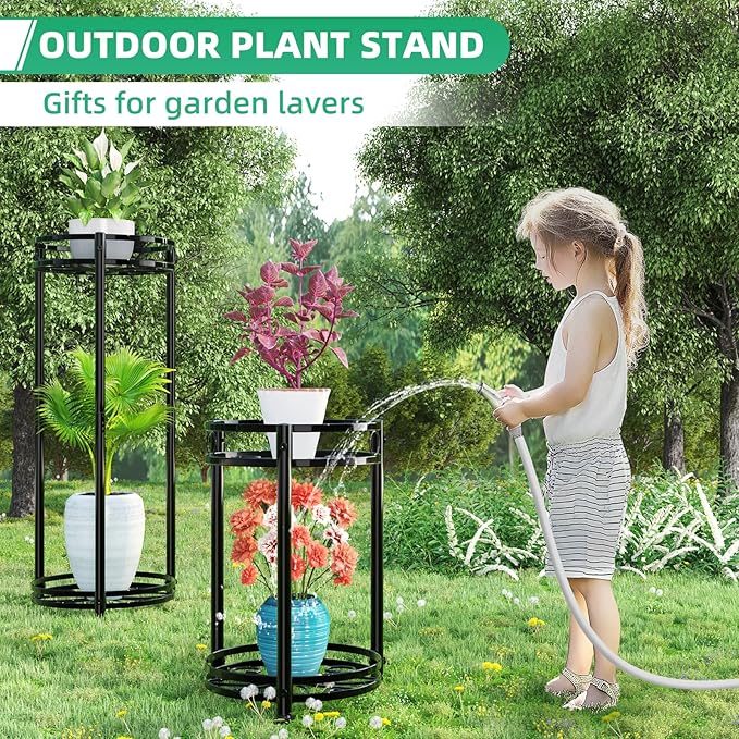 Simple Trending Round Plant Stand Indoor Outdoor, Waterproof Metal Tall 31” - Image 3