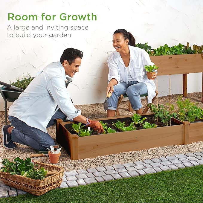 Best Choice Products 8x2ft Outdoor Wooden Raised Garden Bed Planter - Image 2