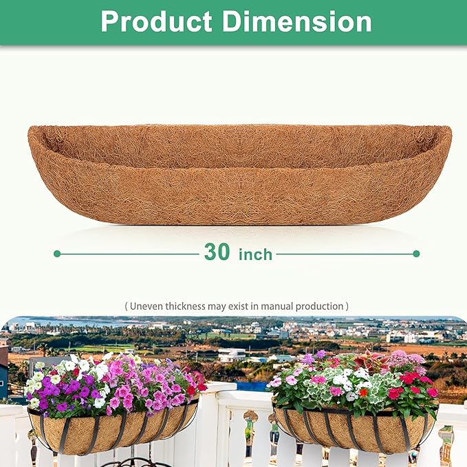 Y&M 30" Coco Liner for Window Box Deck Basket Planter Trough Coconut Fiber - Image 3