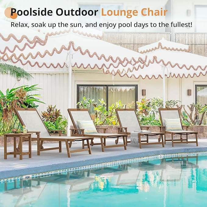 LUE BONA Chaise Lounge Chair Outdoor Set of 2, HDPS and HDPE Wicker Chaise - Image 4