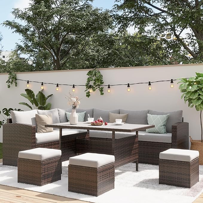 Wisteria Lane 7 Piece Patio Furniture Set, Wicker Patio Sectional by WisteriaLane