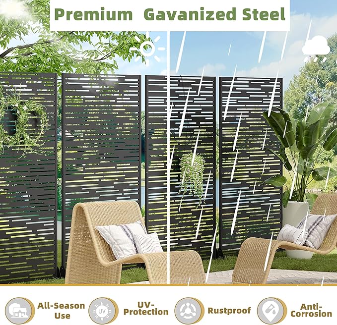 Casaphoria Metal Privacy Screen Outdoor, Shine Black - Image 4