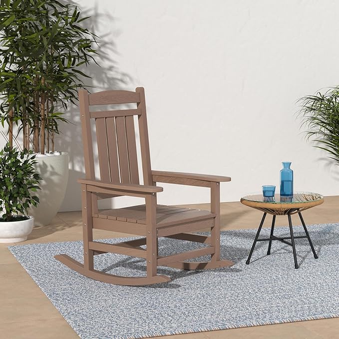 KINGYES HDPE Outdoor Rocking Chair Set of 4, All-Weather Poly Patio Rocking - Image 2