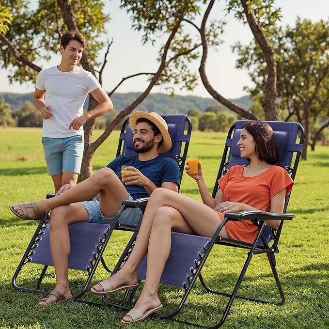 Homall Zero Gravity Chair Patio Folding Lawn Outdoor Lounge Gravity Camp - Image 2