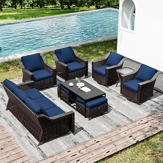 Joyside Wicker Patio Furniture Sets, 9 Pieces Upgraded Large Size Outdoor - Image 6