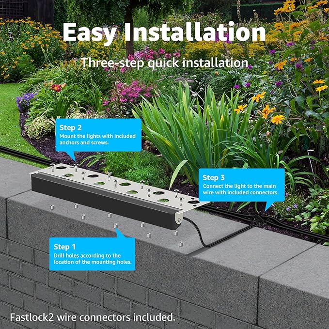 SUNVIE 12 Inch LED Hardscape Lighting 2700K Soft White Retaining Wall Lights 7W - Image 7
