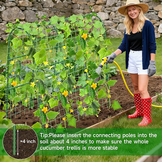 Cucumber Trellis for Raised Bed, U-Shape Garden Trellis for Climbing Plants - Image 9