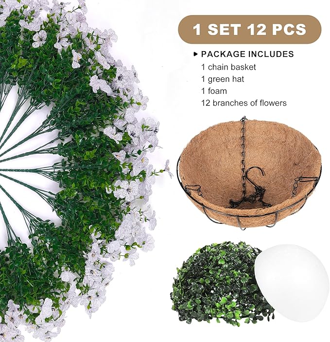 Artificial Faux Hanging Plants Flowers Basket - Image 3