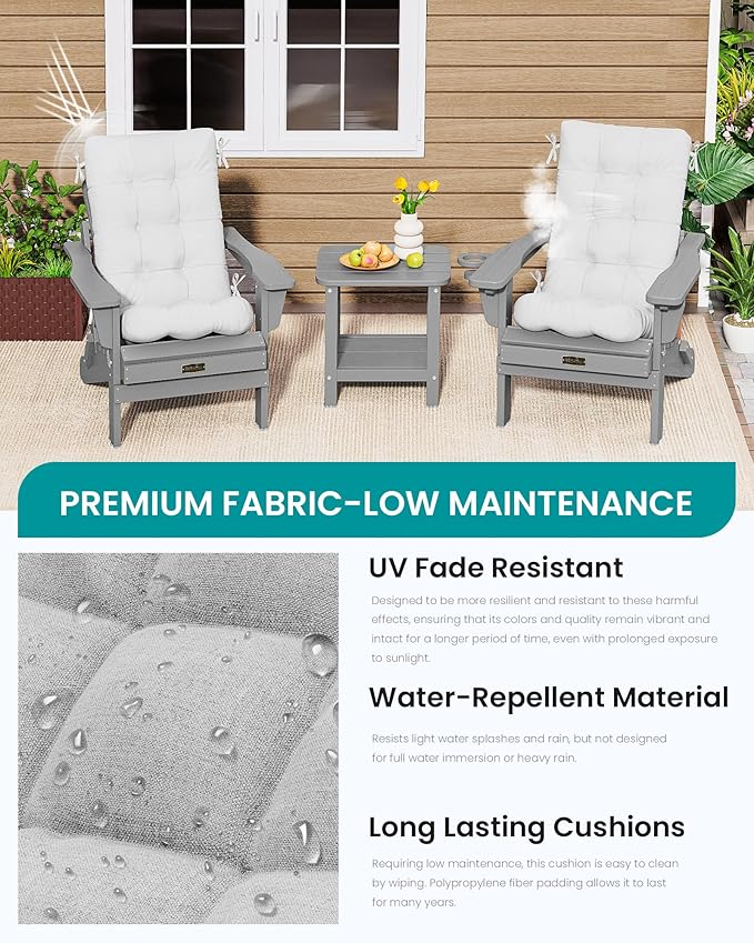 SERWALL HDPE Outdoor Rocking Cushion Set of 2, Memory Foam Cushion Flowers - Image 6