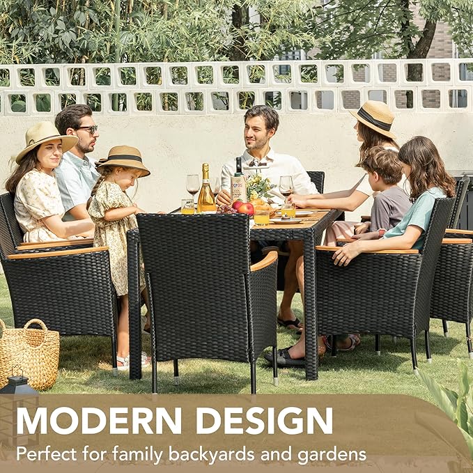 Devoko Outdoor Patio Dining Sets 9 Pieces Wicker Outdoor Dining Table and - Image 6