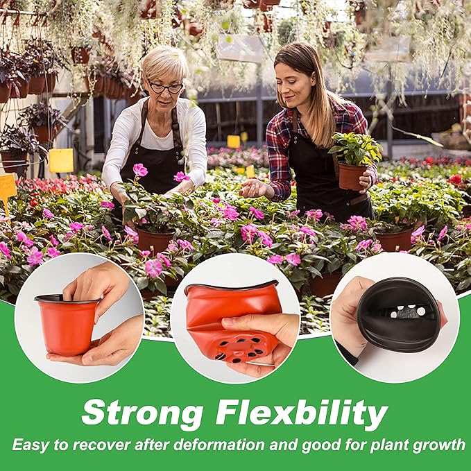 TDHDIKE Plastic Planter Nursery Pots 4" Small Seedlings Flower Pots Container - Image 4