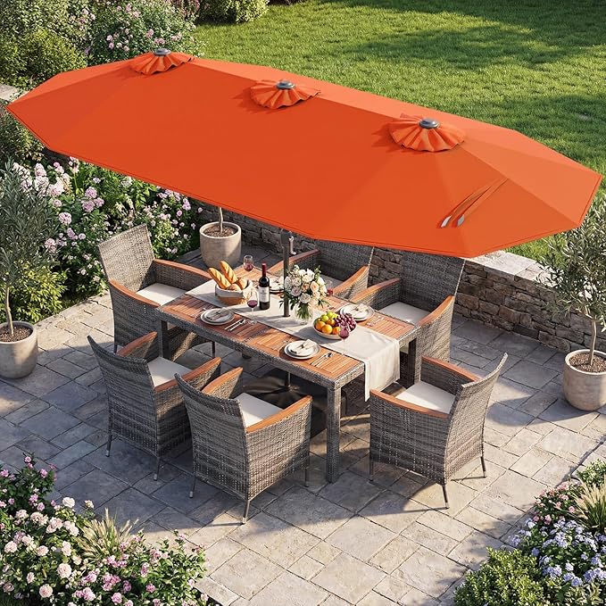 Tangkula 9 Pieces Rattan Outdoor Dining Set - Image 2