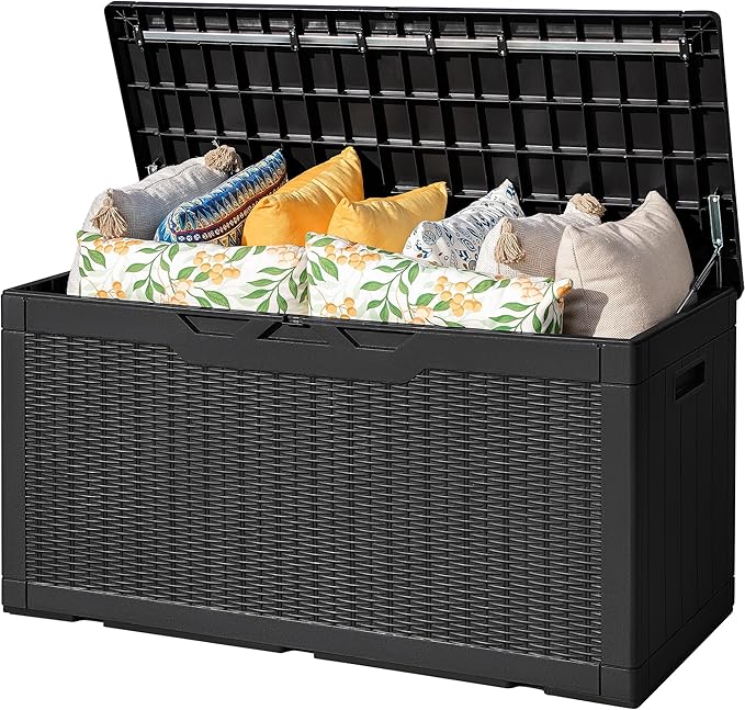 Flamaker Outdoor Storage Box 100 Gallon Waterproof Resin Deck Box Delivery Box by Flamaker