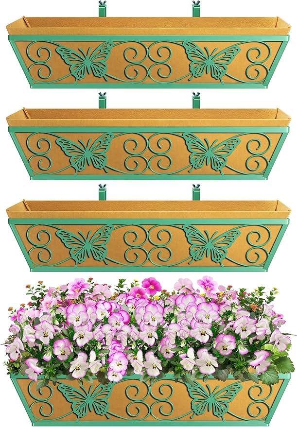4 Pack 24 Inch Window Boxes Planters Railing Planter Box - Image 5