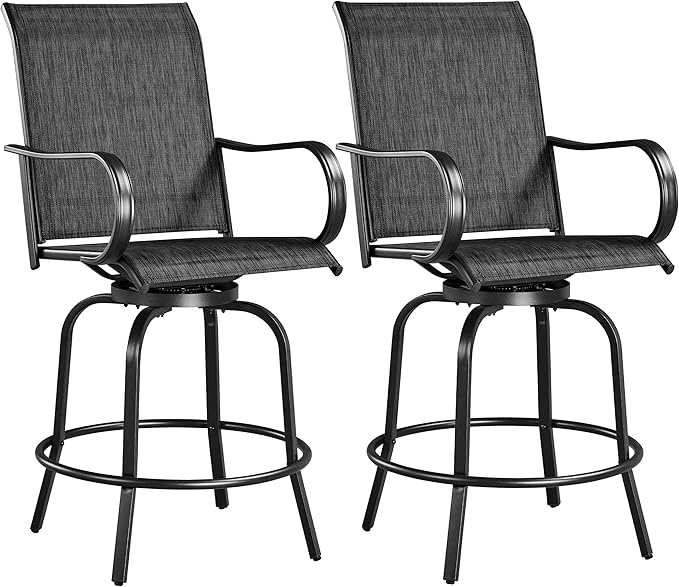 Yaheetech Patio Swivel Bar Stools Outdoor Chairs Set of 2 Outdoor High Bistro by Yaheetech